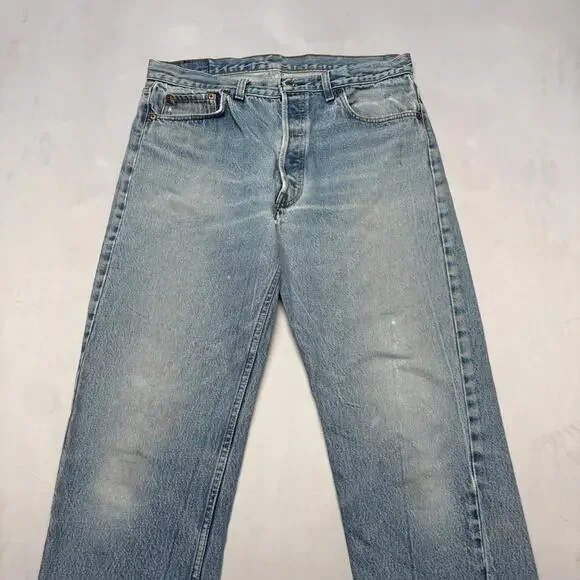 Vintage 80s Levi's 501 Distressed Straight Leg Jeans 33x32.5 Made in USA